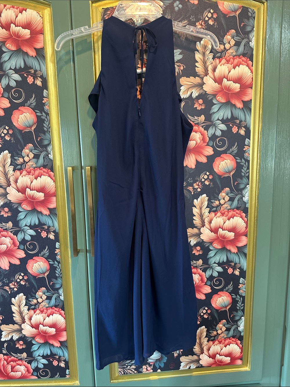 VENUS Navy Ruffle Halter Midi Dress - Picture 4 of 5